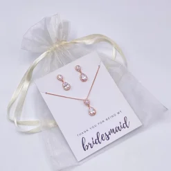 Lace & Favour Bridesmaid Gifts | Crystal Jewellery*'Thank You For Being My Bridesmaid' Rose Gold Crystal Jewellery Set