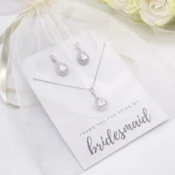 Lace & Favour Bridesmaid Gifts | Crystal Jewellery*'Thank You For Being My Bridesmaid' Crystal Embellished Jewellery Set