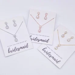 Lace & Favour Bridesmaid Gifts | Crystal Jewellery*'Thank You For Being My Bridesmaid' Rose Gold Crystal Jewellery Set