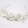 Beads & Beyond Something Blue Gifts | Bride Gifts*Tiffany Pearl and Light Sapphire Crystal Floral Tiara Ivory/ Blue/ Silver