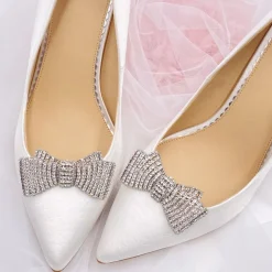 Lace & Favour Bride Gifts | Shoe Jewellery*Tiffany Silver Diamante Bow Shoe Clips