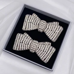 Lace & Favour Bride Gifts | Shoe Jewellery*Tiffany Silver Diamante Bow Shoe Clips