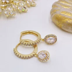 Lace & Favour Gold Prom Jewellery | Prom Earrings*Tobago Crystal Embellished Huggie Hoop Earrings Gold