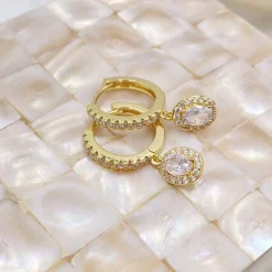 Lace & Favour Gold Prom Jewellery | Prom Earrings*Tobago Crystal Embellished Huggie Hoop Earrings Gold