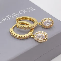 Lace & Favour Gold Prom Jewellery | Prom Earrings*Tobago Crystal Embellished Huggie Hoop Earrings Gold