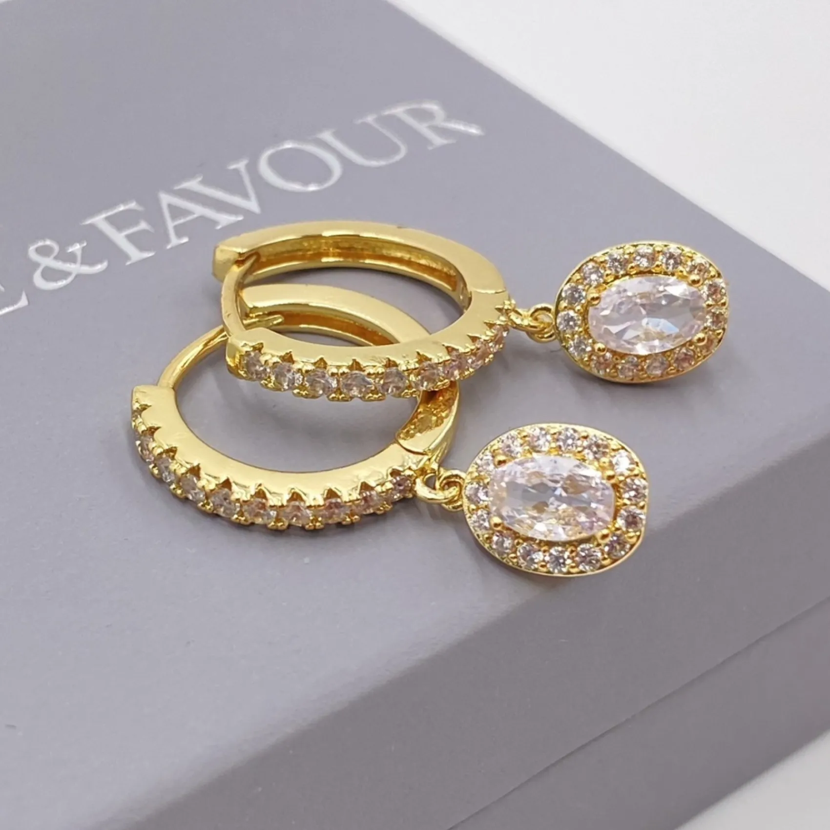 Lace & Favour Gold Prom Jewellery | Prom Earrings*Tobago Crystal Embellished Huggie Hoop Earrings Gold