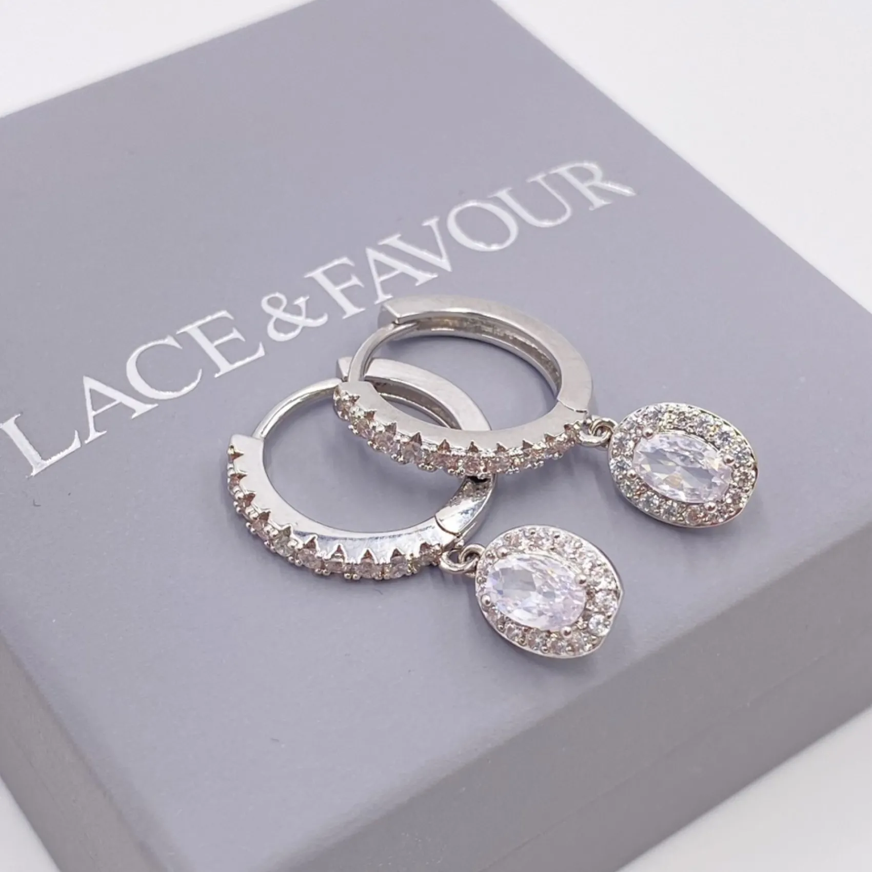 Lace & Favour Silver Prom Jewellery | Prom Earrings*Tobago Crystal Embellished Huggie Hoop Earrings Silver