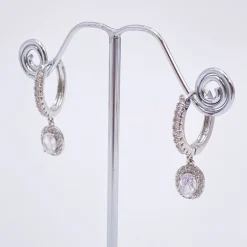 Lace & Favour Silver Prom Jewellery | Prom Earrings*Tobago Crystal Embellished Huggie Hoop Earrings Silver