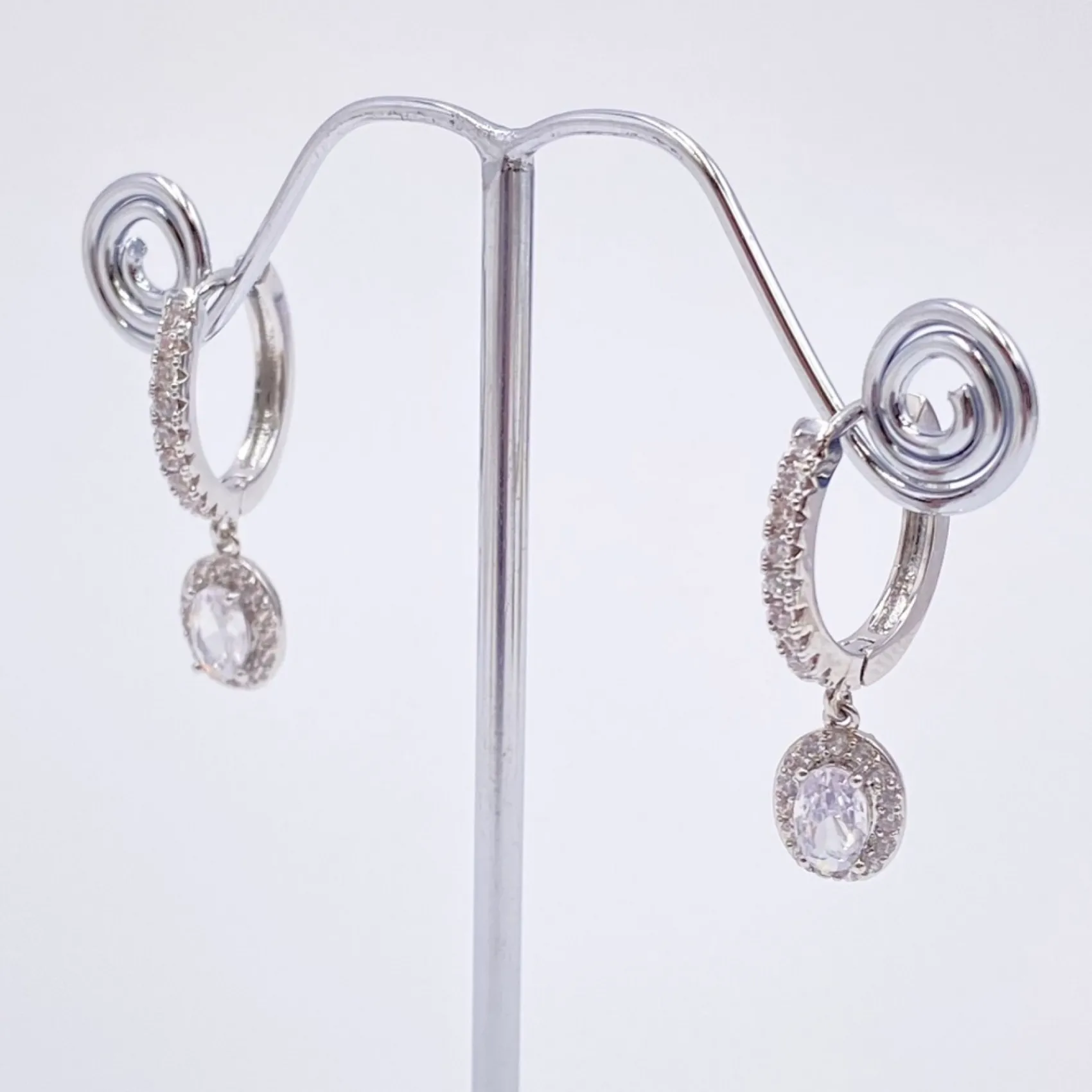 Lace & Favour Silver Prom Jewellery | Prom Earrings*Tobago Crystal Embellished Huggie Hoop Earrings Silver