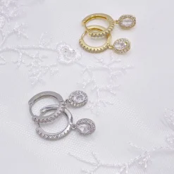 Lace & Favour Silver Prom Jewellery | Prom Earrings*Tobago Crystal Embellished Huggie Hoop Earrings Silver