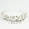 Beads & Beyond Pearl Hair Accessories | Silver Hair Accessories*Trinity Ivory Ceramic Flower and Pearl Wedding Headband Ivory/ Silver