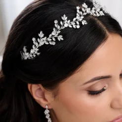 Lace & Favour Prom Headbands & Tiaras | Crystal Hair Accessories*Veneto Crystal Leaves Wedding Headband Silver