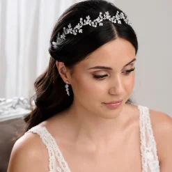 Lace & Favour Prom Headbands & Tiaras | Crystal Hair Accessories*Veneto Crystal Leaves Wedding Headband Silver