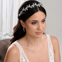Lace & Favour Prom Headbands & Tiaras | Crystal Hair Accessories*Veneto Crystal Leaves Wedding Headband Silver