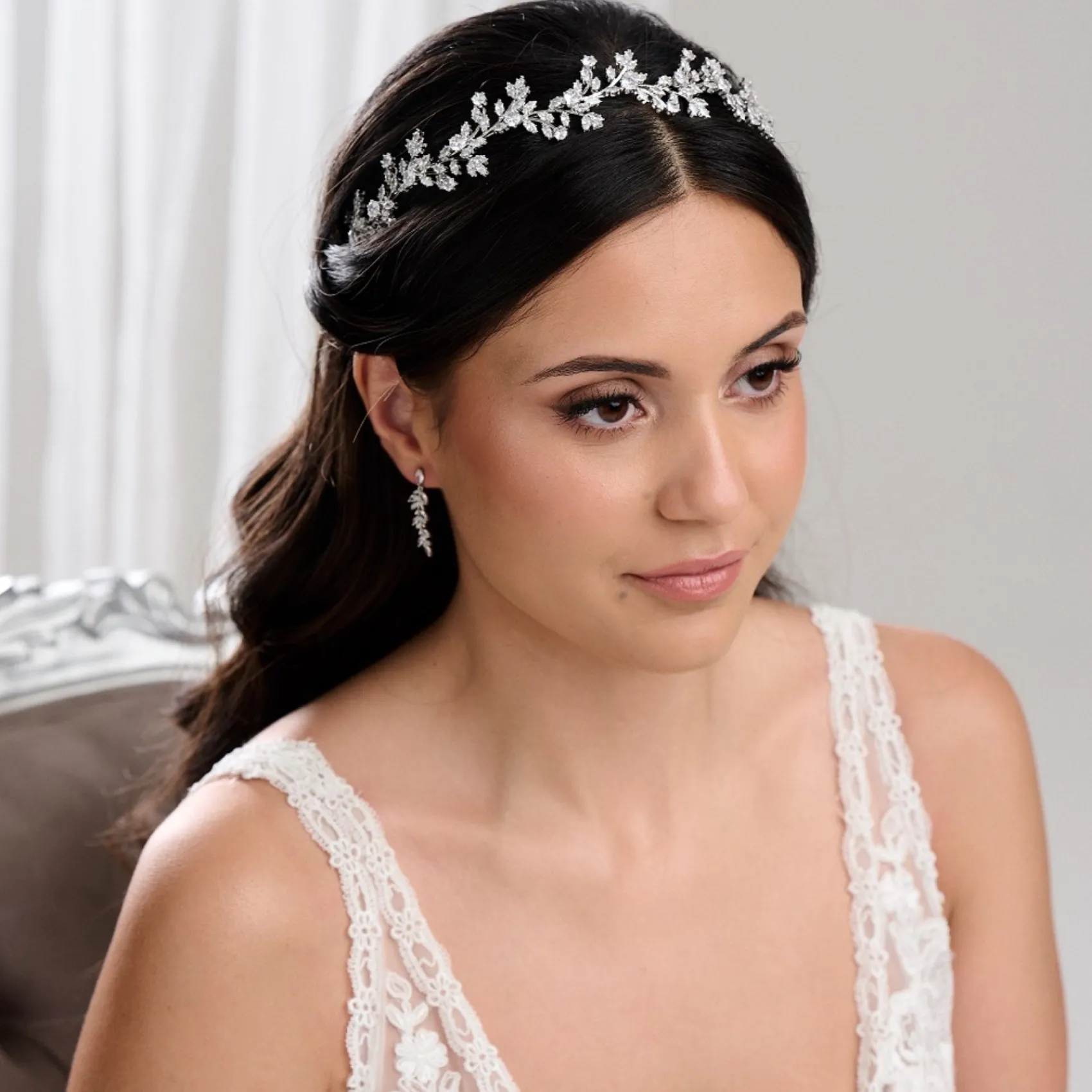 Lace & Favour Prom Headbands & Tiaras | Crystal Hair Accessories*Veneto Crystal Leaves Wedding Headband Silver