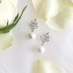 Lace & Favour Bride Gifts | Vintage Jewellery*Vienna Vintage Pearl Drop Wedding Earrings Ivory/ Silver