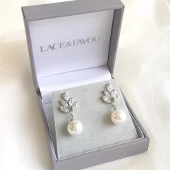 Lace & Favour Bride Gifts | Vintage Jewellery*Vienna Vintage Pearl Drop Wedding Earrings Ivory/ Silver