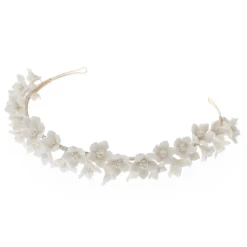 Poirier Gold Hair Accessories | Wedding Headpieces*Violet Porcelain Flower Headband Ivory