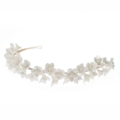 Poirier Gold Hair Accessories | Wedding Headpieces*Violet Porcelain Flower Headband Ivory