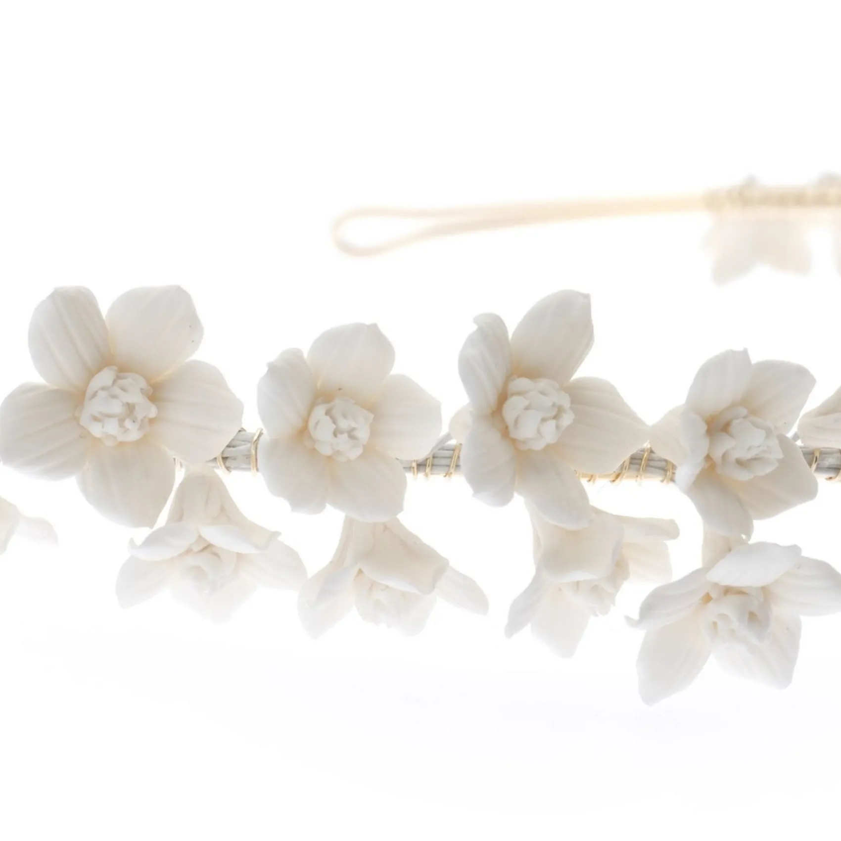 Poirier Gold Hair Accessories | Wedding Headpieces*Violet Porcelain Flower Headband Ivory