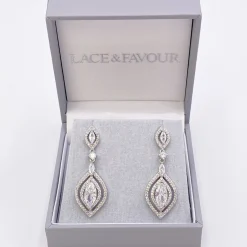 Lace & Favour Silver Prom Jewellery | Prom Earrings*Wallace Vintage Inspired Cubic Zirconia Drop Earrings Silver