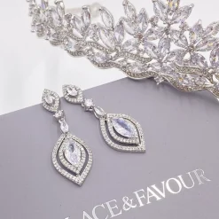 Lace & Favour Silver Prom Jewellery | Prom Earrings*Wallace Vintage Inspired Cubic Zirconia Drop Earrings Silver
