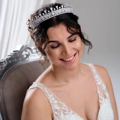 Lace & Favour Vintage Headpieces | Crystal Hair Accessories*Windsor Cubic Zirconia Crystal Wedding Tiara Silver