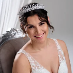 Lace & Favour Vintage Headpieces | Crystal Hair Accessories*Windsor Cubic Zirconia Crystal Wedding Tiara Silver