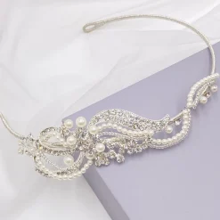 Twilight Designs Vintage Headpieces | Pearl Hair Accessories*Yvette Vintage Diamante and Pearl Side Headband Silver