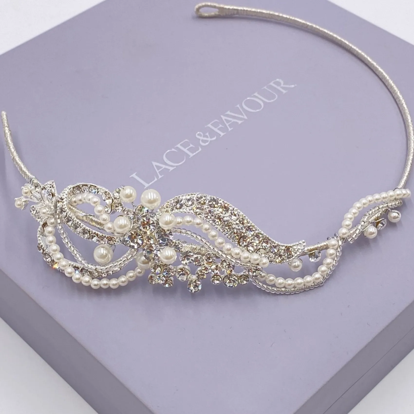Twilight Designs Vintage Headpieces | Pearl Hair Accessories*Yvette Vintage Diamante and Pearl Side Headband Silver