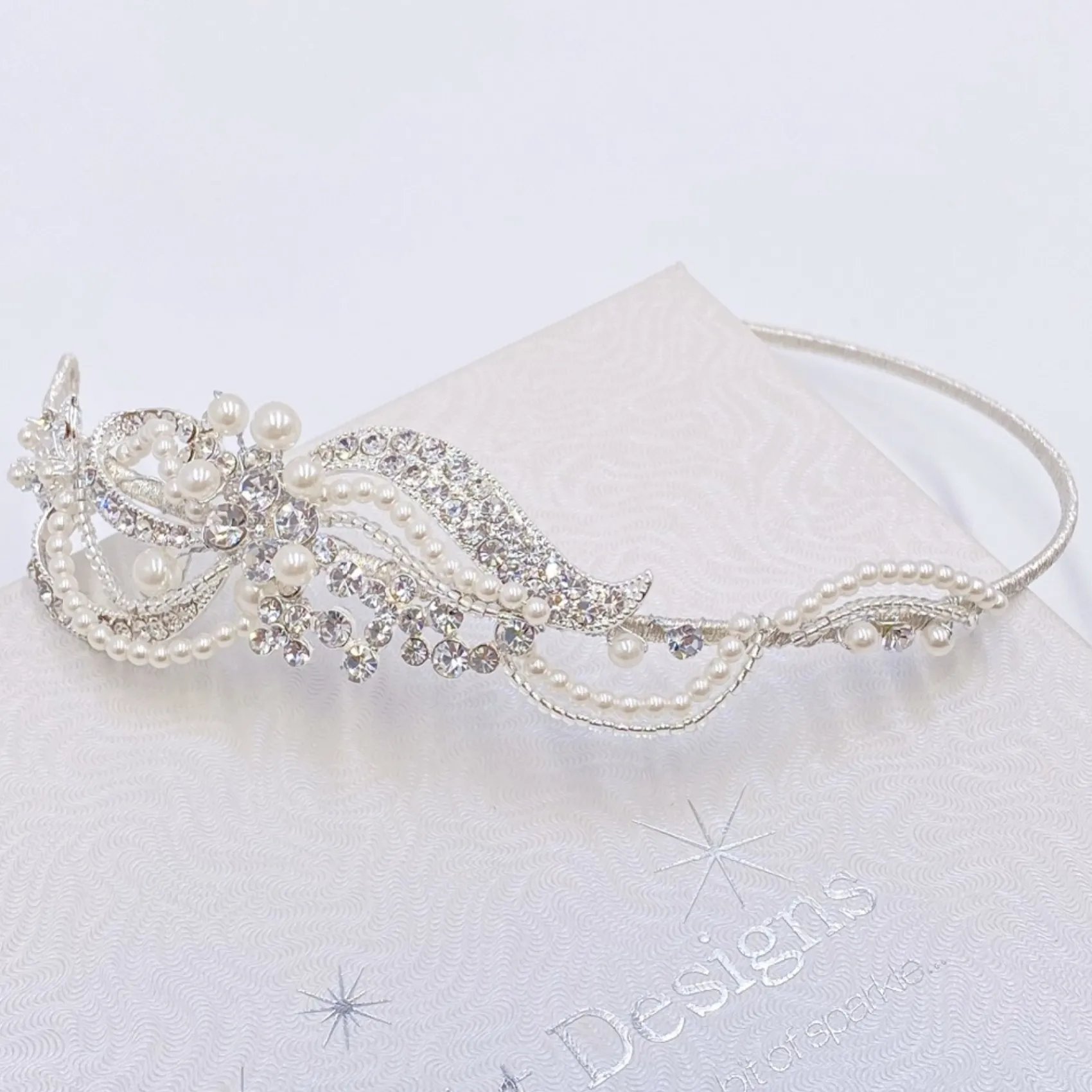 Twilight Designs Vintage Headpieces | Pearl Hair Accessories*Yvette Vintage Diamante and Pearl Side Headband Silver