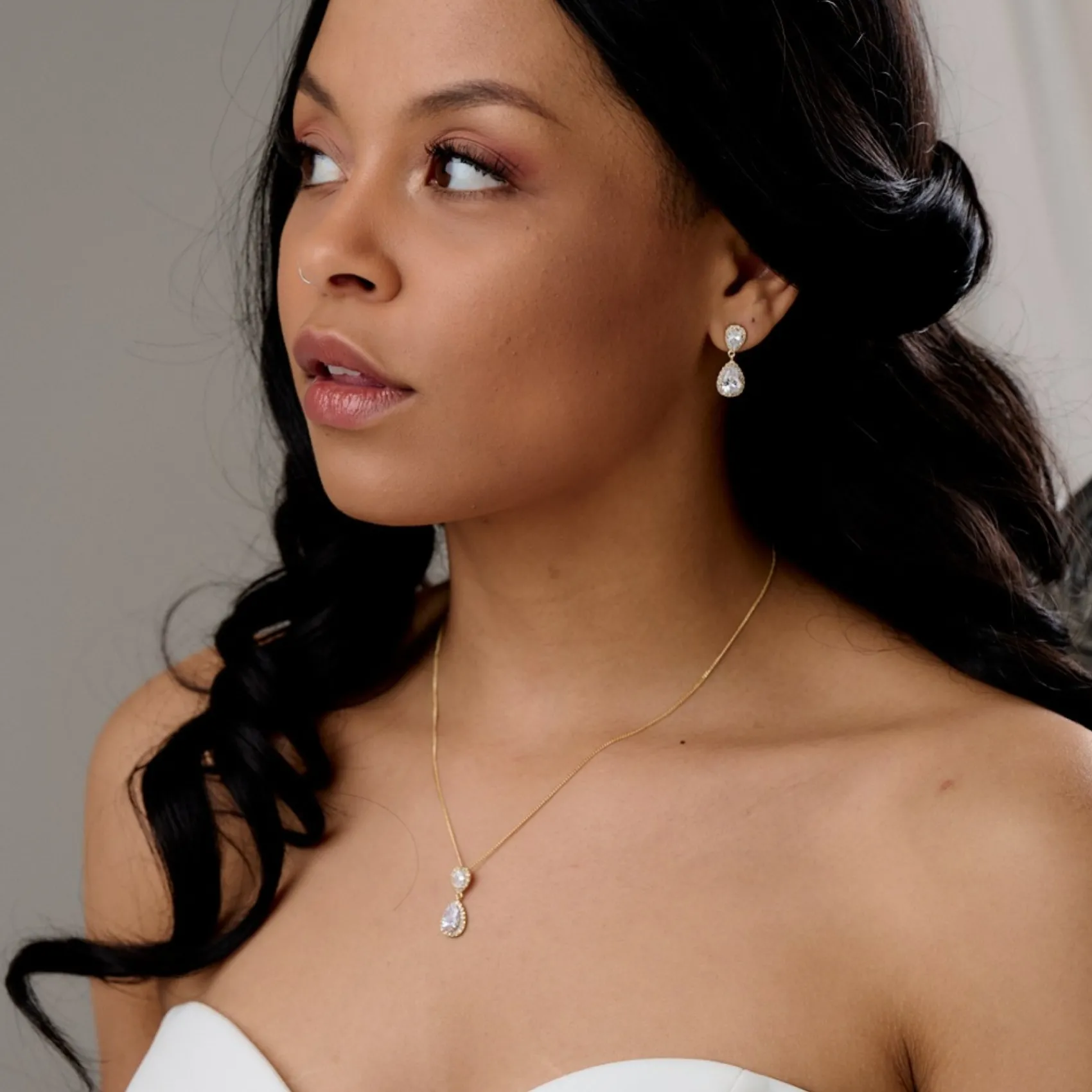 Lace & Favour Gold Prom Jewellery | Prom Jewellery Sets*Zara Gold Teardrop Crystal Wedding Jewellery Set