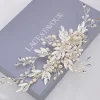 Twilight Designs Pearl Hair Accessories | Silver Hair Accessories*Zelda Silver Flowers and Leaves Wedding Hair Clip Ivory/ Silver